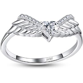 Ginger Lyne Collection Angel Wings Anniversary Band Ring Enhancer For Women Heart Cut Clear Cubic Zirconia Sterling Silver Fashion Jewelry