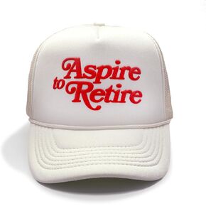 Script Trucker Hat - Bone (High-end Foam, Specialty Mesh, Custom Fit, Aspire to Retire)