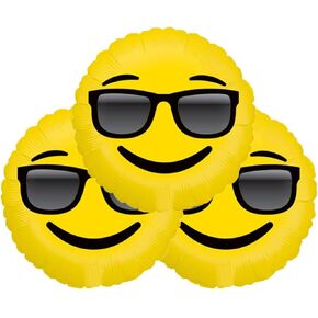 Set of 3 Sunglasses Emoji 18" Foil Party Balloons