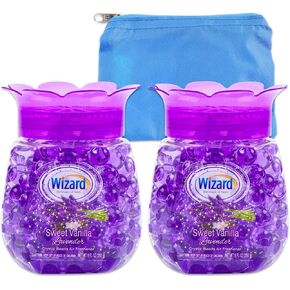Sweet Vanilla Lavender Air Freshener Set - Bundle with 2 Sweet Vanilla Lavender Air Freshener Beads in Jar for Home, Bathroom, Office, Plus More | Lavender Vanilla Odor Eliminator