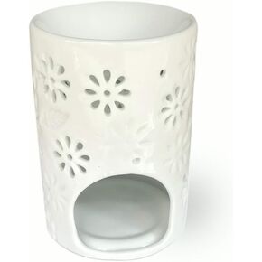 ToiM Milk White Ceramic Hollowing Floral Aroma Lamp Candle Warmers Fragrance Warmer Oil Diffuser Essential Oil Lamp Aromatherapy Furnace Ceramic Incense Burner Wax Melt Warmer (Owl Shaped)