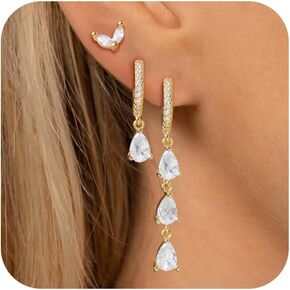 Ritach Gold Birthstone Earrings Sets for Multiple Piercing 14K Gold Plated Trendy Stack Cartilage Earrings Cubic Huggie Hoop Earrings for Women