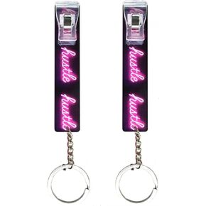 BATUMEYE Card Grabber Card Clip For Long Nails, Cute Acrylic Debit Bank Card Grabber Keychain with Pom Pom Ball and Plastic Clip For Women(Pair Rose)
