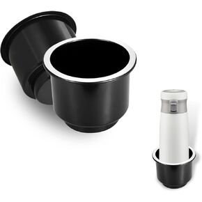 2 PCS KR-S006 Car Recessed Cup Holder, 3.34In Height 3.62In Top Diameter, Waterproof Plastic Vehicle Drink Can Replacement, Universal Automotive Center Console Cup Mount for Truck SUV (Black)