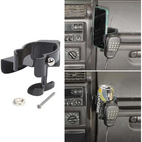 Jimen for TJ Phone Holder, Passenger Grab Bar Cellphone Mount Drink Cup Holder CB Mic Holder Compatible with Jeep Wrangler TJ 1997-2006