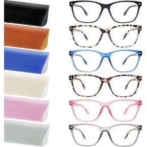6 Pack Blue Light Blocking Reading Glasses for Women Adjustable Spring Hinge Lightweight Frame Computer Readers