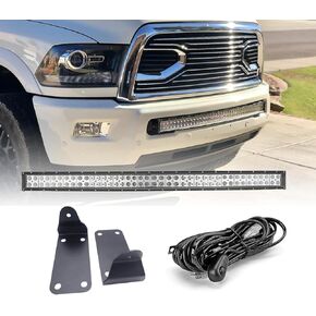 42 Inch 240W LED Curved Light Bar with Wiring Kit and Front Hidden Bumper Mounting Bracket Compatible with Dodge Ram 2500 3500 2010-2019