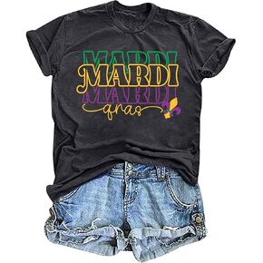 Mardi Gras Shirts for Women New Orleans Mardi Gras Outfit Fat Tuesday Tshirt Carnival Fleur De Lis Graphic Party Top