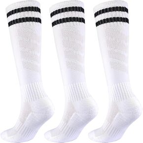 LO SHOKIM Boys Soccer Socks Kids Football Socks Girls Knee High Socks Striped Baseball Softball Athletic Tube Stockings
