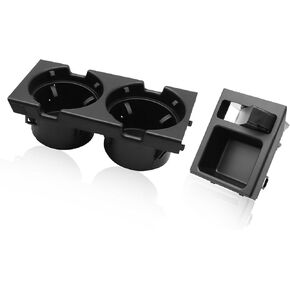 Center Console Cup Holder Compatible with E46 3 Series 323i 325i 325Ci 328i 330i 330Ci 330xi 1998-2006, Black Drinks Holder with Coin Box, 51168217953 51169415186 51169415183