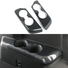 LEXLEY Carbon fiber Style Third Row Water Cup Holder Cover Trim Panel Interior Accessories ABS Trim For Toyota Highlander 2020 2021 2022 2023 2024 2025