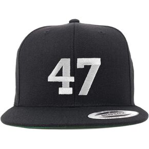 Trendy Apparel Shop Number 47 White Thread Embroidered Flat Bill Snapback Baseball Cap