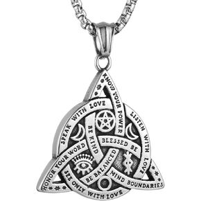 Celtic Triquetra Knot Necklace, Triple Goddess Irish Trinity Protection Amulet Jewelry, Viking Pendant for Women and Men