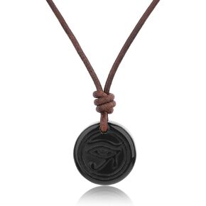 COAI Genuine Italian Leather Rainbow Obsidian Necklace for Men Women, Protection Eye of Ra Necklace