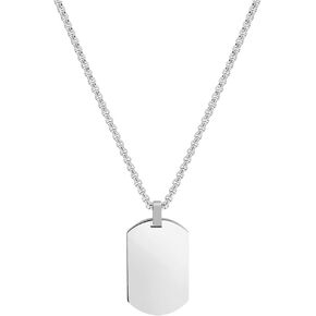 Geoffrey Beene Men's Stainless Steel Engraveable Dog Tag Pendant Necklace