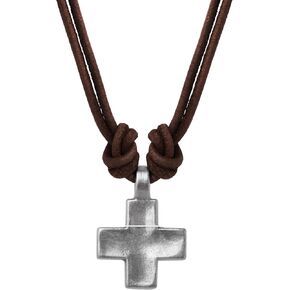 HAQUIL Vintage Classic Antique Cross Pendant, Leather Cord, Cross Jewelry Gift for Men and Women