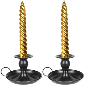 Vintage Black Candlestick Holders, Iron Taper Candle Holders Set of 2, Candle Sticks Holder Decor for Wedding Party Home Farmhouse Table Decoration