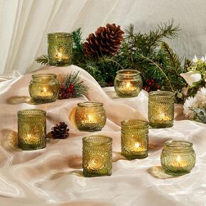 FREDOM 12pcs Pink Assorted Votive Candle Holders, Round Tea Lights Candle Holder, Glass Candle Holders Bulk for Table Centerpiece, Candle Holders for Wedding, Bridal Shower and Tea Party Decorations