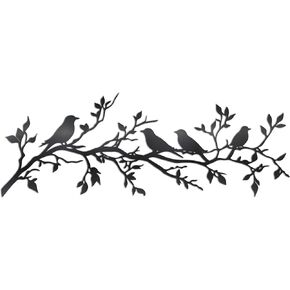 MidGid Black Bird Silhouette Wall Art, Black Bird Branch Metal Wall Decor,Bird Metal Art Wall Decor, Metal Bird Wall Art Birds on the Branch Wall Decor, Bird Iron Branch Wall Decor,Bird Wall Sign,Wall Sculptures