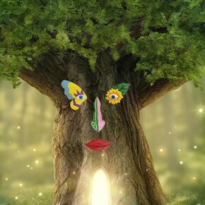 YWZHENYU Tree Face Decor, Outdoor Tree Art Decoration, Colorful Funny Garden Tree Faces Decoration Creative Faces for Patio Trees and Wall Decor