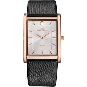 IBSO Men Watches 7MM Ultra-Thin Rectangle Dial Watch Classic Quartz Wristwatch