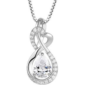 Infinity Pendant Necklace Sterling Silver Zircon Birthstone Jewelry for Women