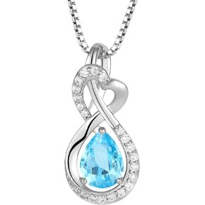Infinity Pendant Necklace Sterling Silver Zircon Birthstone Jewelry for Women