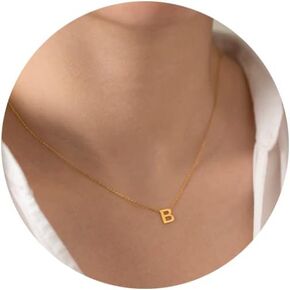 Initial Necklaces for Women,Dainty Gold Plated Letter Necklace Name Personalized Monogram Pendant Necklace Simple Cute Initial Necklace Choker Necklace for Women Trendy Gold Jewelry Gifts
