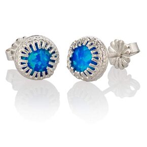Aquamarine Earrings Sterling Silver Studs 8 mm March Birthstone Natural stone Women Handmade Wedding Jewelry