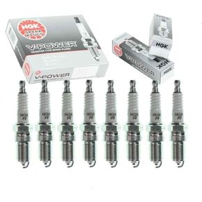 8 pc NGK V-Power Spark Plugs compatible with Chevrolet Silverado 2500 4.8L 5.3L 6.0L V8 1999-2014