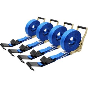 4Pack 2in 30ft Ratchet Strap Flat Hook Blue Heavy Duty Flatbed Straps for Trailer Tie Down Straps Box Truck Accessories Cargo Loading 10000lbs Breaking Load