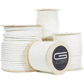 Golberg Premium USA Made Twisted Nylon Rope - (3/8 Inch x 100 Feet, White)