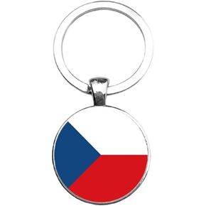 Art Attack Czech Republic Flag Keychain, Czechia National Football Soccer Team Accessories History Party Favor Fan Car Key Chain Ring Pendant Charm (Silver)