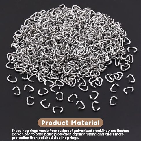 1003Pcs 3/8" Heavy Duty Galvanized Hog Rings with Straight Hog Ring Pliers Kit, Professional Upholstery Hog Rings and Protective Gloves Installation Kit for Bungee Shock, Cords, Pet Cages, Bags in Kuwait