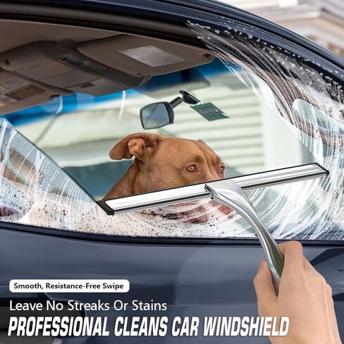 ممسحة دش للباب الزجاجي مع 3 خطاف لاصق، ممسحة تنظيف زجاج النوافذ المنزلية والزجاج من الفولاذ المقاوم للصدأ للحمام والمرايا والبلاط والسيارة، 10 بوصات، شفاف، أسود in Kuwait