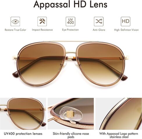 Retro Aviator Sunglasses for Women Mens 70s Double Bridge Sunnies AP3688 in Kuwait