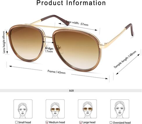 Retro Aviator Sunglasses for Women Mens 70s Double Bridge Sunnies AP3688 in Kuwait