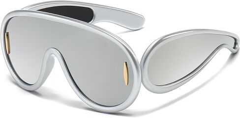 Trendy Wave Mask Sunglasses for Women Men Oversized Shield Sun Glasses Fashion Designer Style in Saudi Arabia
