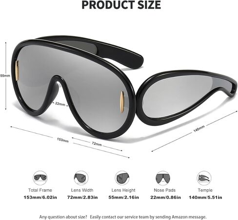 Trendy Wave Mask Sunglasses for Women Men Oversized Shield Sun Glasses Fashion Designer Style in Kuwait