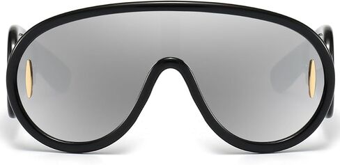 Trendy Wave Mask Sunglasses for Women Men Oversized Shield Sun Glasses Fashion Designer Style in Kuwait