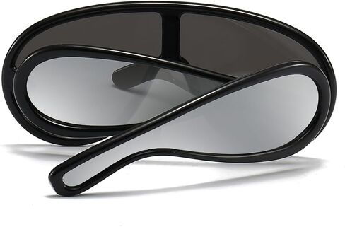 Trendy Wave Mask Sunglasses for Women Men Oversized Shield Sun Glasses Fashion Designer Style in Kuwait