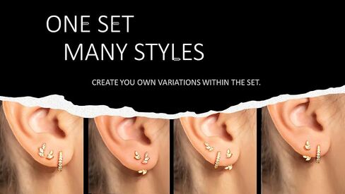 Sterling Silver Minimalist Earring Set: Earring Jacket, Ear Climber, Huggie Hoop for Multiple Piercings (3 Pairs Ear Stack) in Saudi Arabia