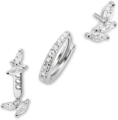 Sterling Silver Minimalist Earring Set: Earring Jacket, Ear Climber, Huggie Hoop for Multiple Piercings (3 Pairs Ear Stack) in Saudi Arabia