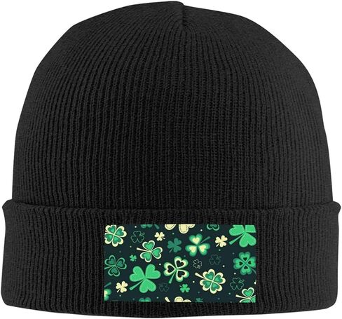 St Patrick's Day Hats for Women Men, Clover Leaf Beanies Casual Knit Hat, Cute Shamrocks Soft Warm Winter Hat in Saudi Arabia