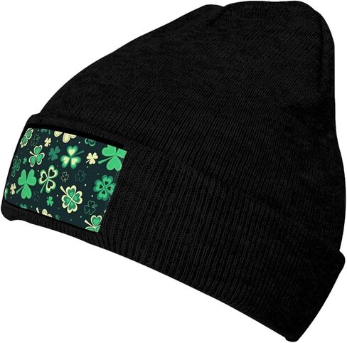 St Patrick's Day Hats for Women Men, Clover Leaf Beanies Casual Knit Hat, Cute Shamrocks Soft Warm Winter Hat in Saudi Arabia