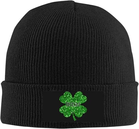 St Patrick's Day Hats for Women Men, Clover Leaf Beanies Casual Knit Hat, Cute Shamrocks Soft Warm Winter Hat in Saudi Arabia