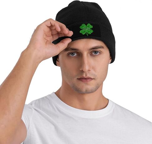 St Patrick's Day Hats for Women Men, Clover Leaf Beanies Casual Knit Hat, Cute Shamrocks Soft Warm Winter Hat in Saudi Arabia