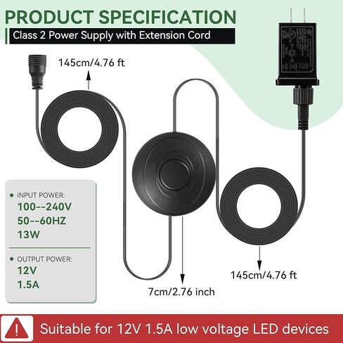 Feekoon 29V 13W الفئة 2 LED شجرة عيد الميلاد استبدال المكونات، 9.8ft إمدادات تمديد سلك الطاقة مع تشغيل / إيقاف التبديل القدم لشجرة عيد الميلاد ضوء استبدال ساحة محول قابل للنفخ (الأخضر) in Kuwait