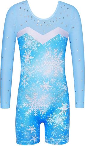 BAOHULU Gymnastics Leotards for Toddler Girls Long Sleeve Sparkle Stripes Tank Biketards Dance Unitards in Kuwait