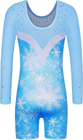 BAOHULU Gymnastics Leotards for Toddler Girls Long Sleeve Sparkle Stripes Tank Biketards Dance Unitards in Kuwait